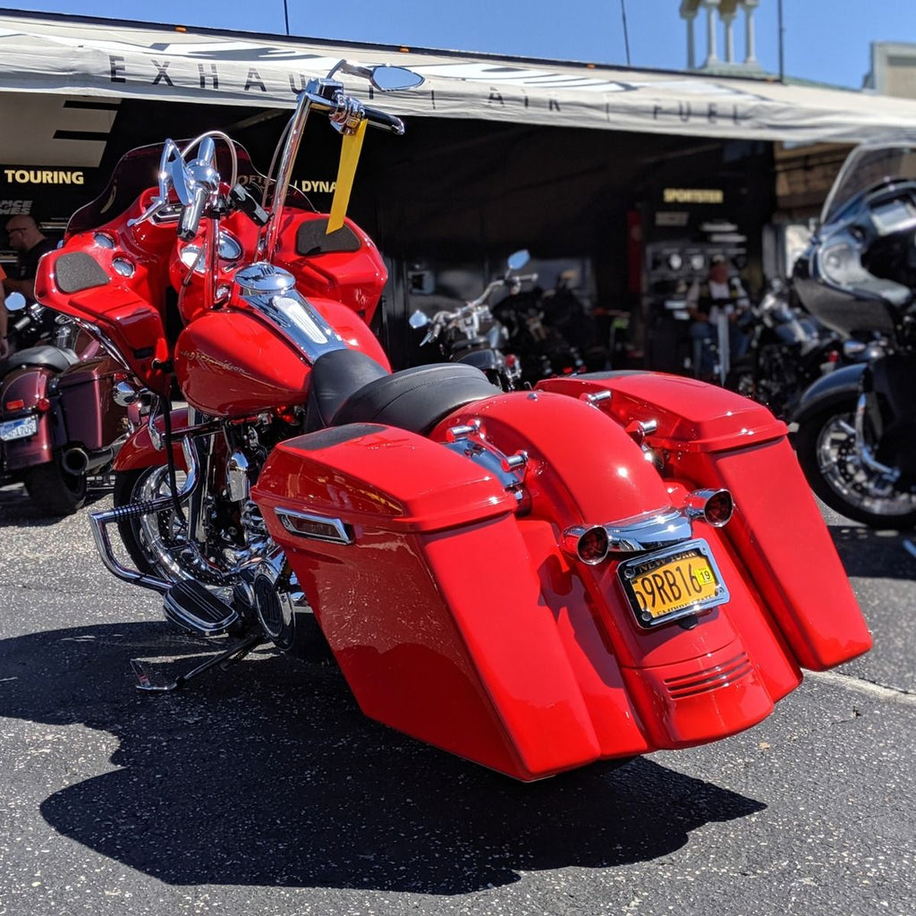 Hogworkz Color Matched Dual Blocked Extended 4" Stretched Saddlebags for Harley® Touring '14-'23
