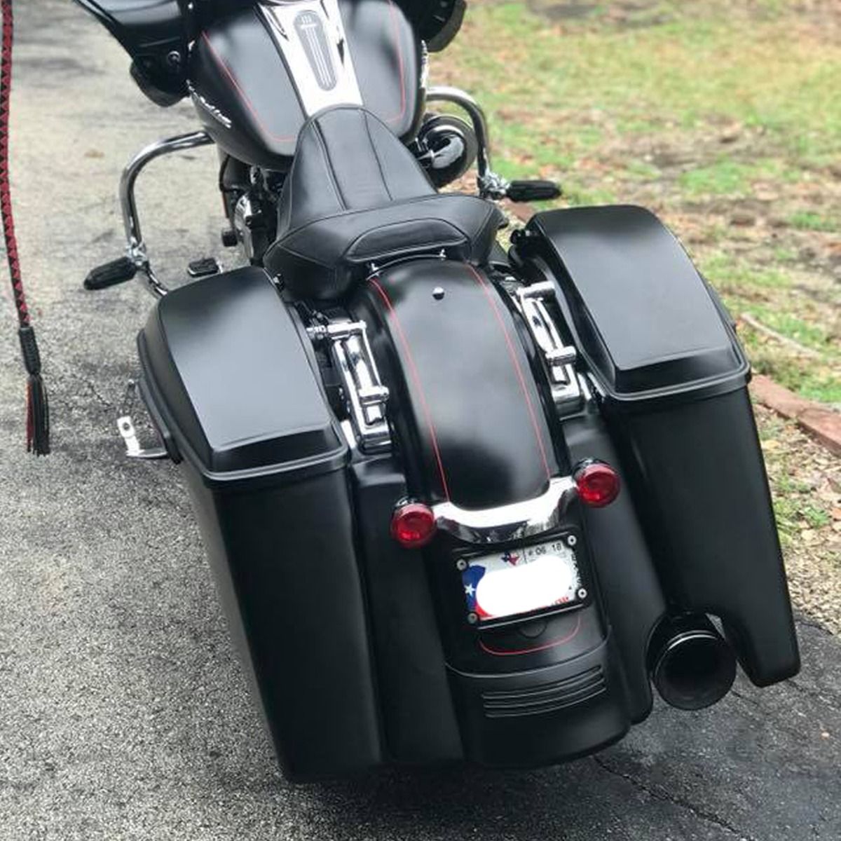 Hogworkz Color Matched 2-Into-1 Extended 4" Stretched Saddlebags for Harley® Touring '14-'23